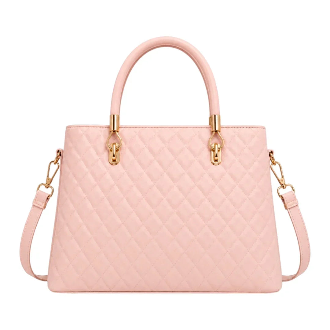 OBBA Pink Madison Quilted Faux Leather Shoulder Satchel